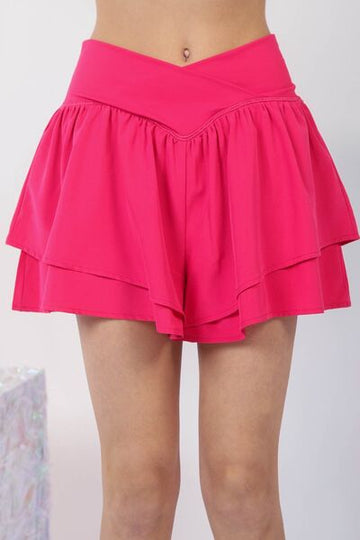 V-Shaped High Waist Layered Active Shorts – Flattering & Functional Skort