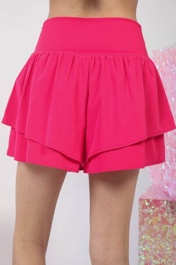 V-Shaped High Waist Layered Active Shorts – Flattering & Functional Skort