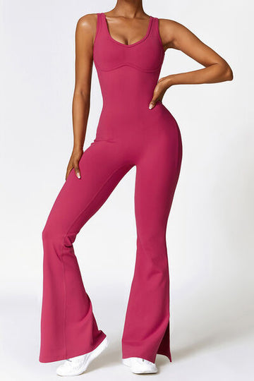 Basic Bae Sleeveless Bootcut Slit Active Jumpsuit – Sleek, Sculpting & Stretchy Fit