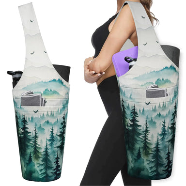 Yoga Mat Bag - Long Tote with Pockets - Holds More Yoga Accessories - Yoga Bag Fit Most Size Mats - Forest Yoga Mat Carrier