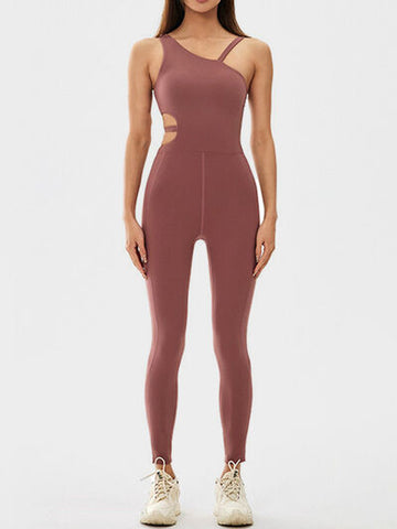 Cutout Asymmetrical Neck Active Jumpsuit – Sleek, Sculpting & Trendy Fit