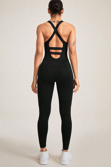 Crisscross Wide Strap Jumpsuit – Stretchy, Sculpting & Performance-Ready