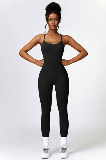 Basic Bae Open Back Spaghetti Strap Active Jumpsuit – Sleek, Stretchy & Breathable