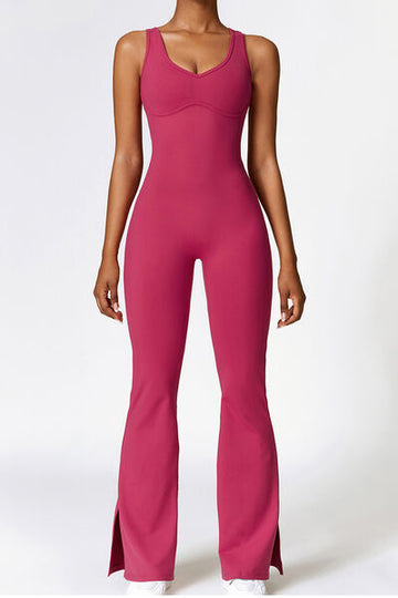 Basic Bae Sleeveless Bootcut Slit Active Jumpsuit – Sleek, Sculpting & Stretchy Fit